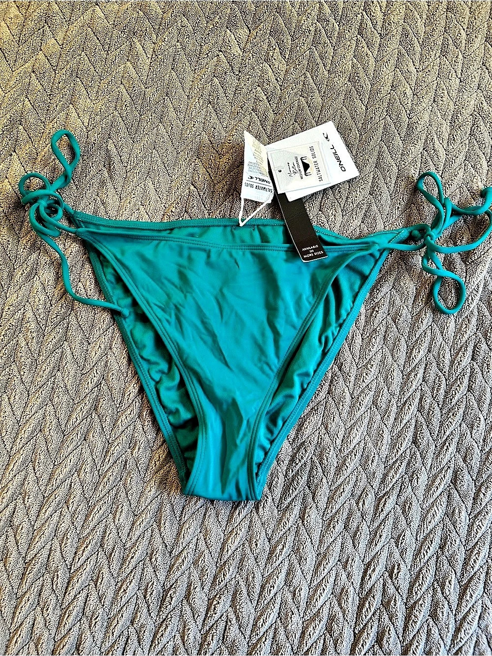 O'Neill Saltwater Solids Tie Side Bikini Bottom in Blue Size Medium NWT